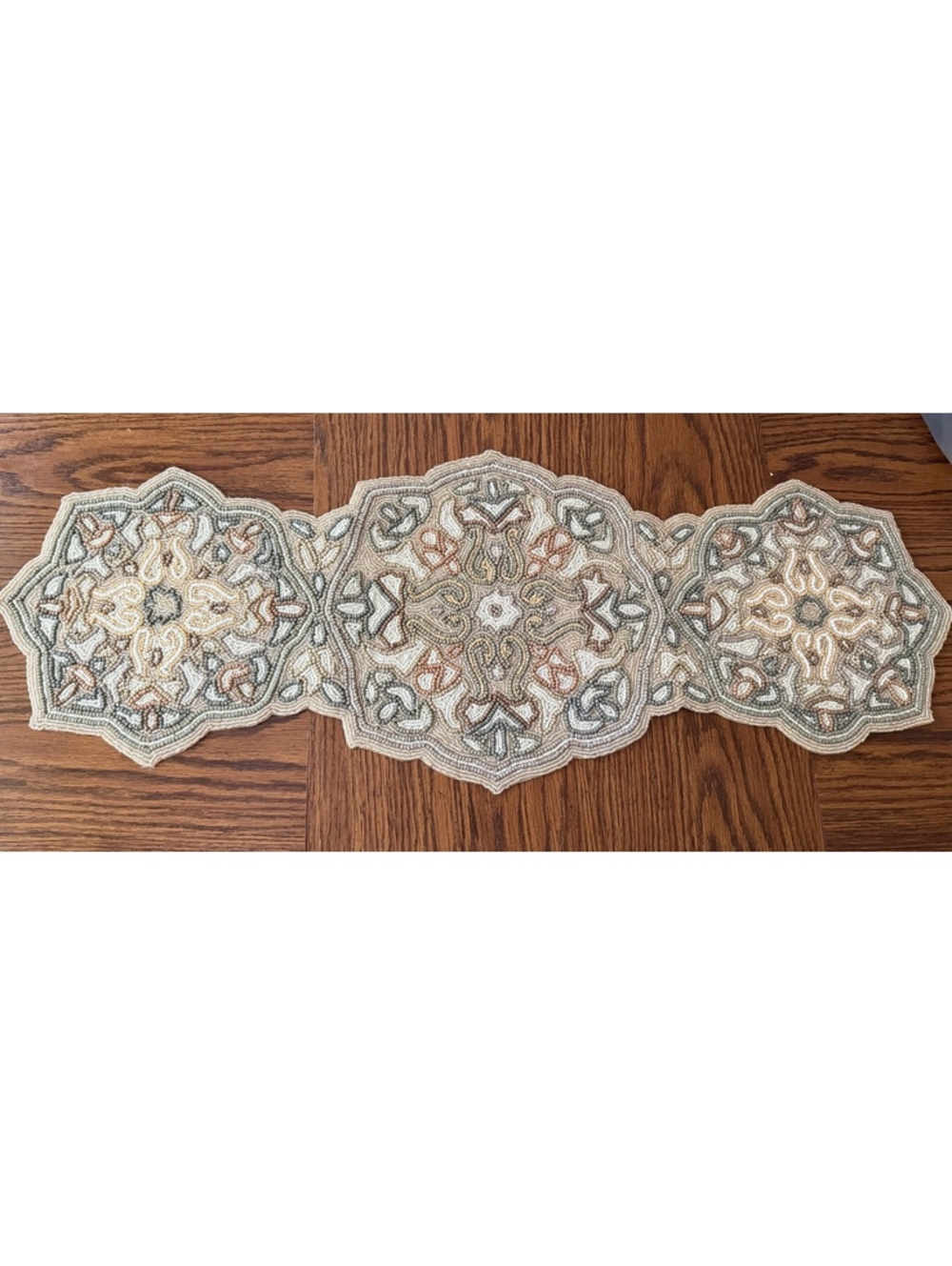 Pier 1 Imports Beaded Table Runner 36” X 13”